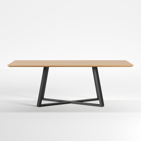 Mesa de comedor rectangular con base en cruz