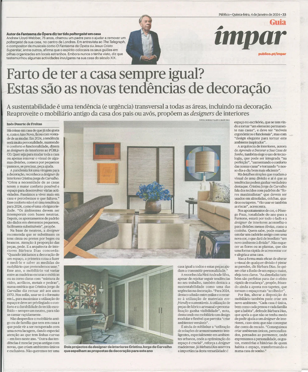 Artigo Ímpar – Público “Farto de ter a casa sempre igual? Estas são as novas tendências de decoração”