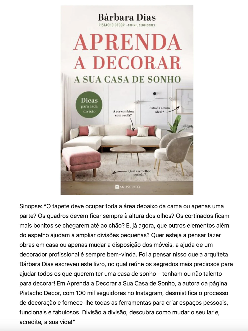 Entrevista RDP Internacional “Livro “Aprenda a decorar a sua casa de sonho””