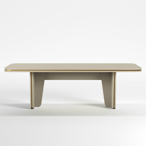 Mesa de comedor con tapa y patas redondeadas