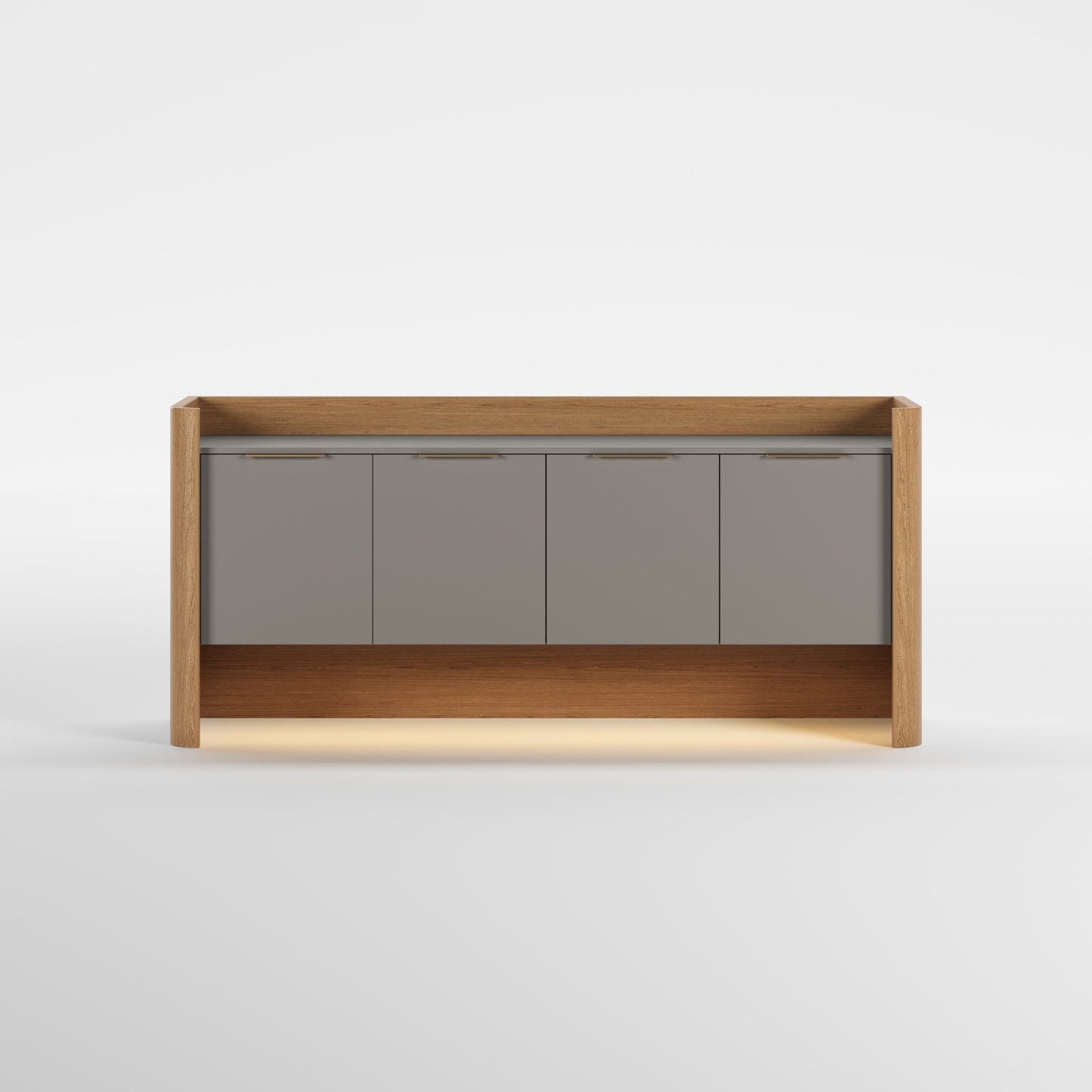 TONE (Lacado Taupe · Madeira Carvalho · Dourado Escovado Mate)