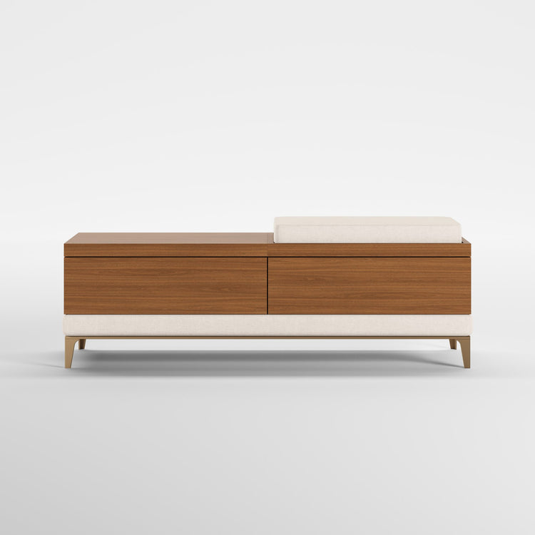 DAHLIA (Madeira Nogueira · Dourado Escovado Mate · Beige)