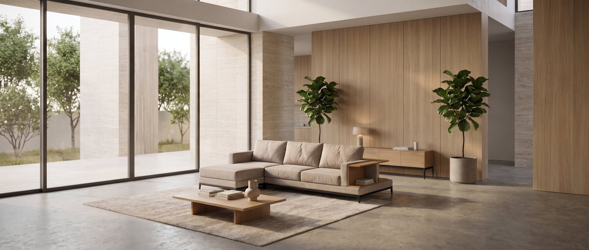 NOOK com chaise numa sala, ao centro