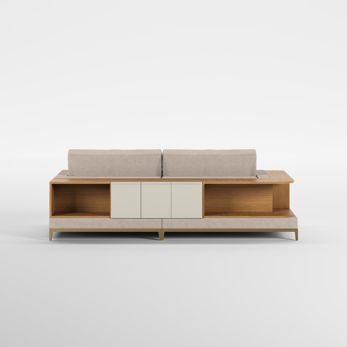 NOOK (Madeira Carvalho · Dourado Escovado Mate · Quartzo)