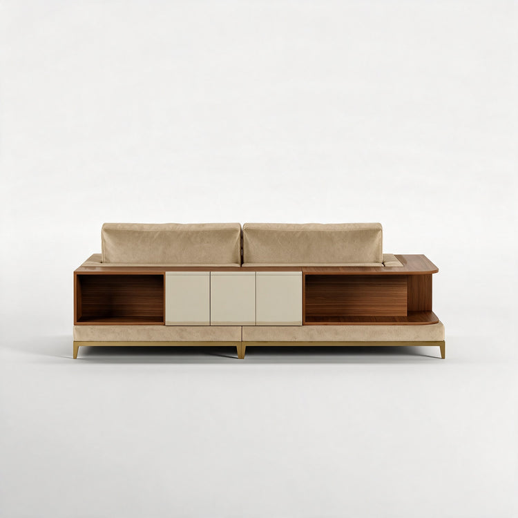 NOOK (Madeira Nogueira · Dourado Escovado Mate · Aqua Gold)