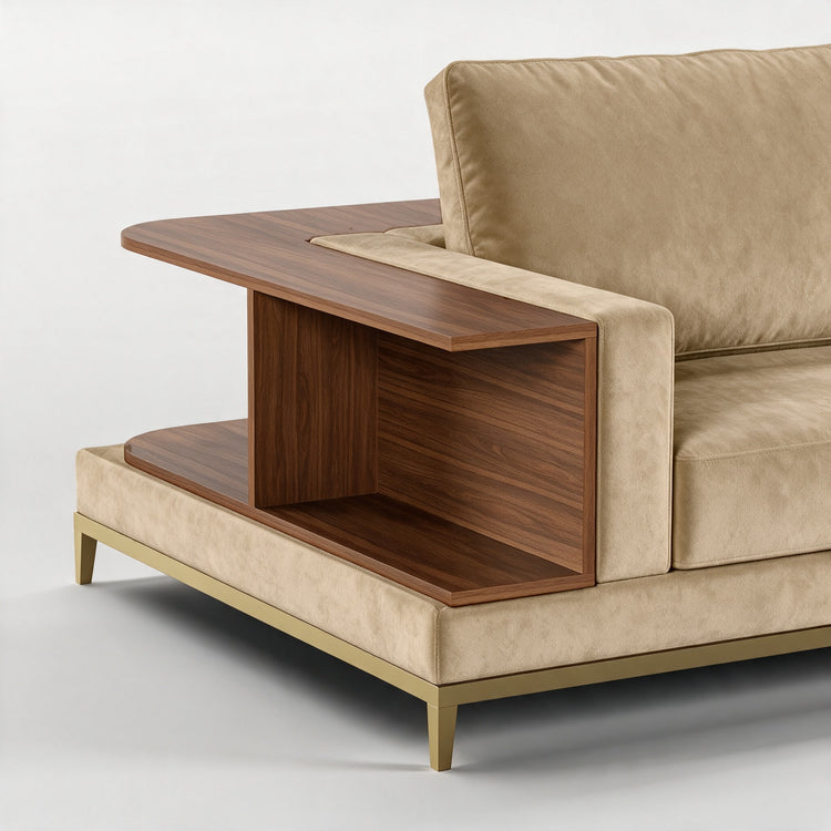 NOOK (Madeira Nogueira · Dourado Escovado Mate · Aqua Gold)