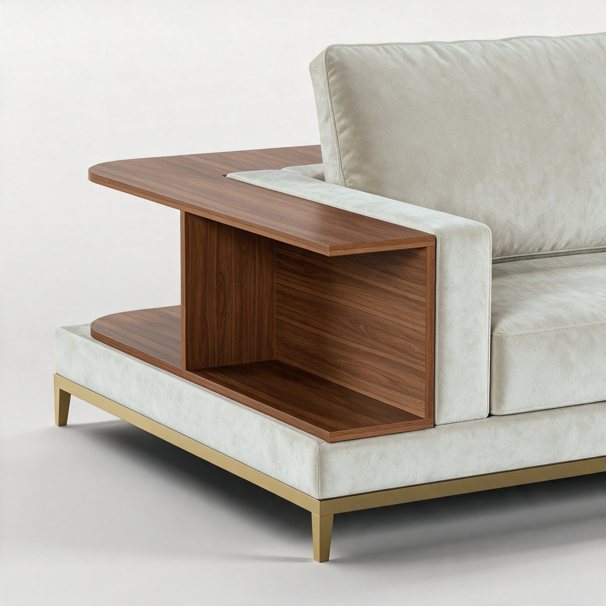 NOOK (Madeira Nogueira · Dourado Escovado Mate · Aqua Sky)