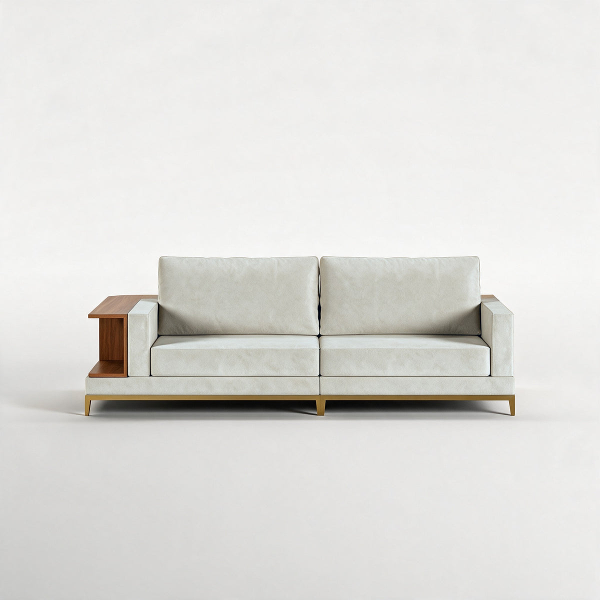 NOOK (Madeira Nogueira · Dourado Escovado Mate · Aqua Sky)