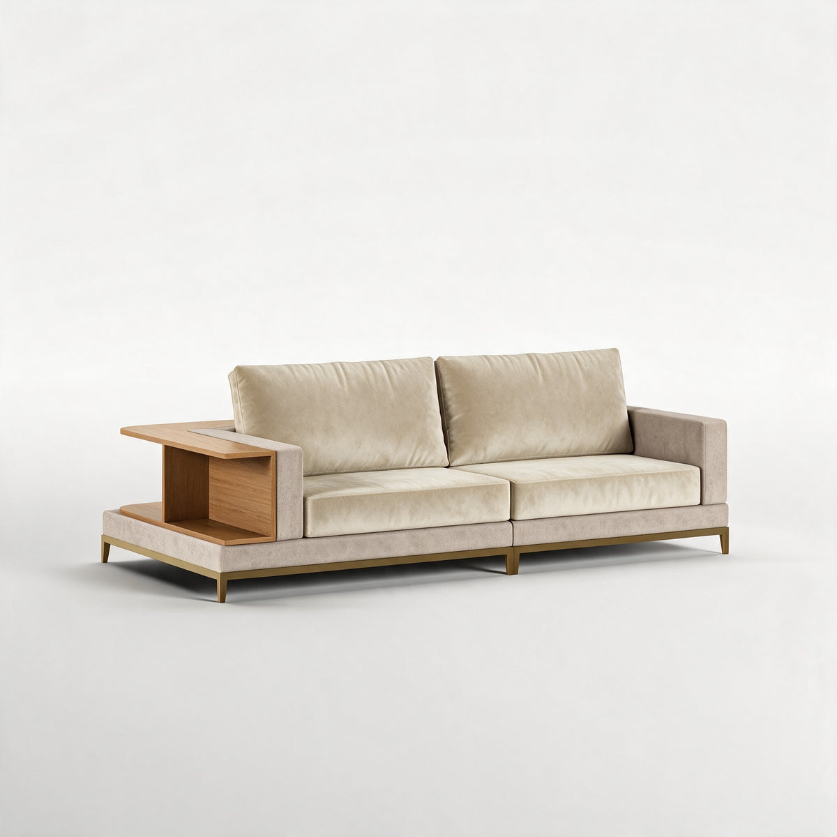 NOOK (Madeira Carvalho · Dourado Escovado Mate · Aqua Soft)