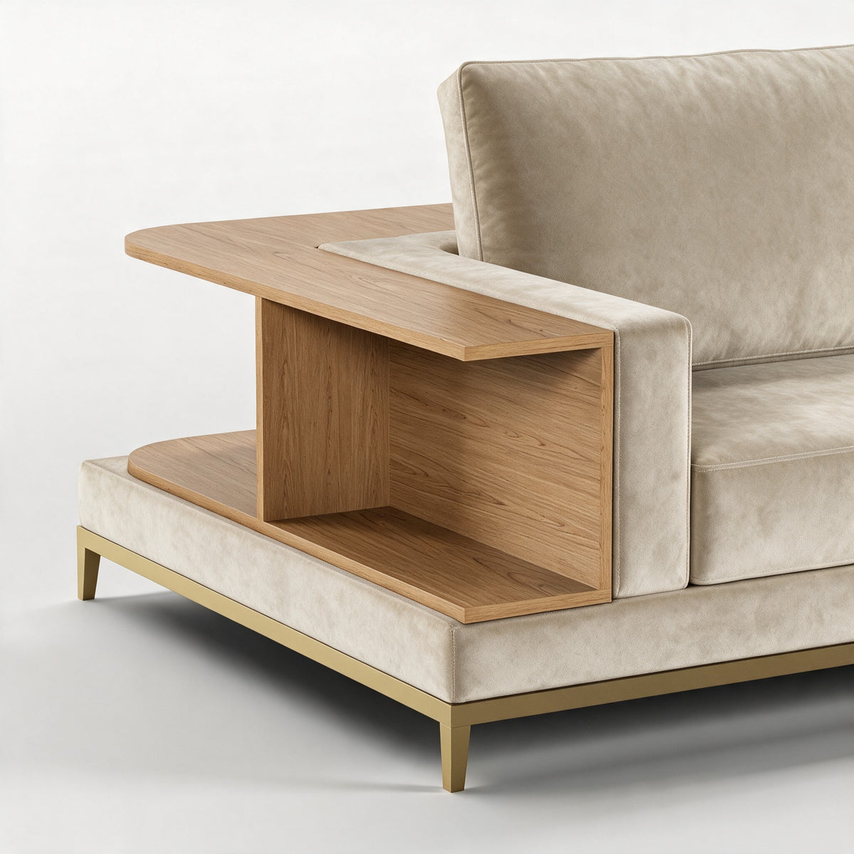 NOOK (Madeira Carvalho · Dourado Escovado Mate · Aqua Soft)