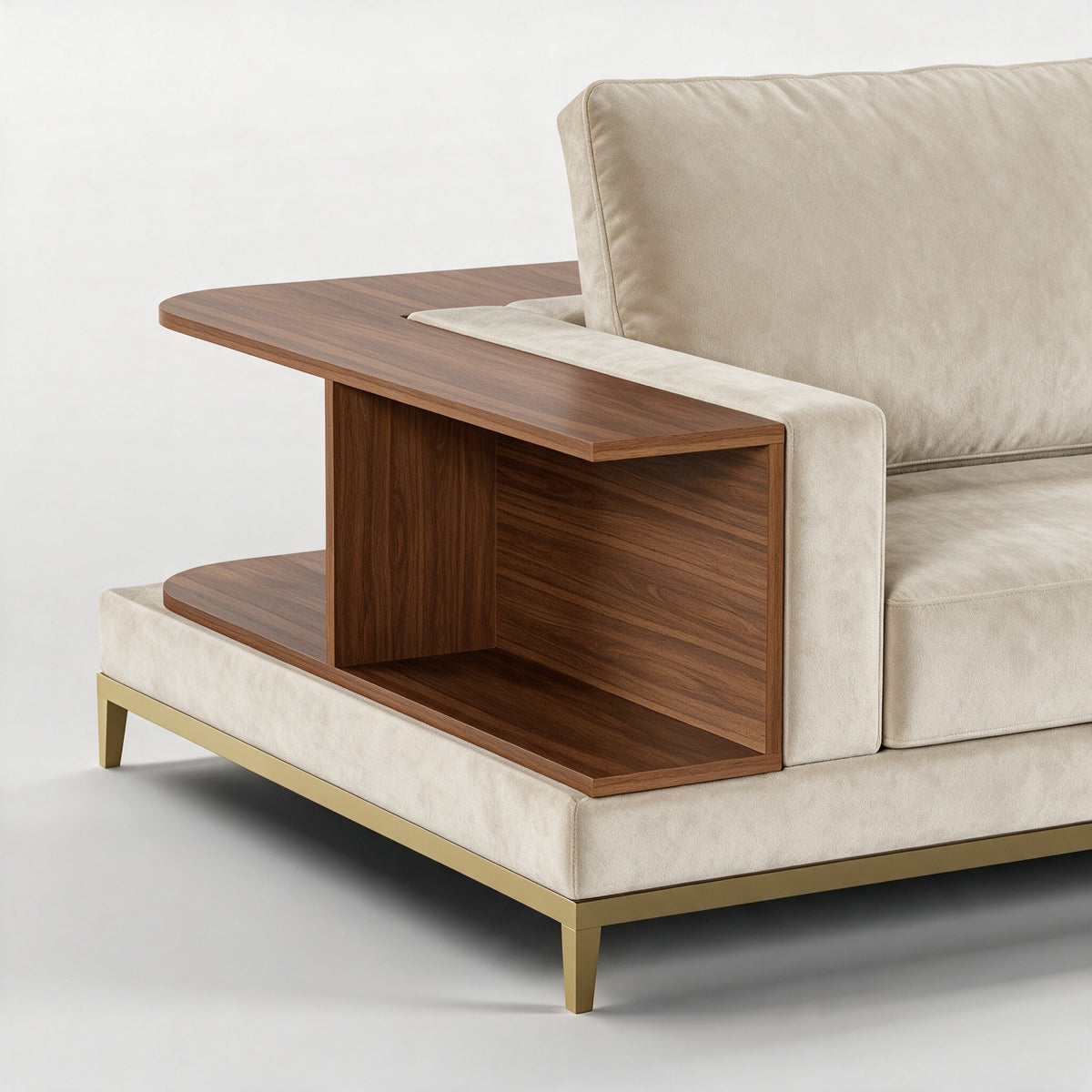 NOOK (Madeira Nogueira · Dourado Escovado Mate · Aqua Soft)