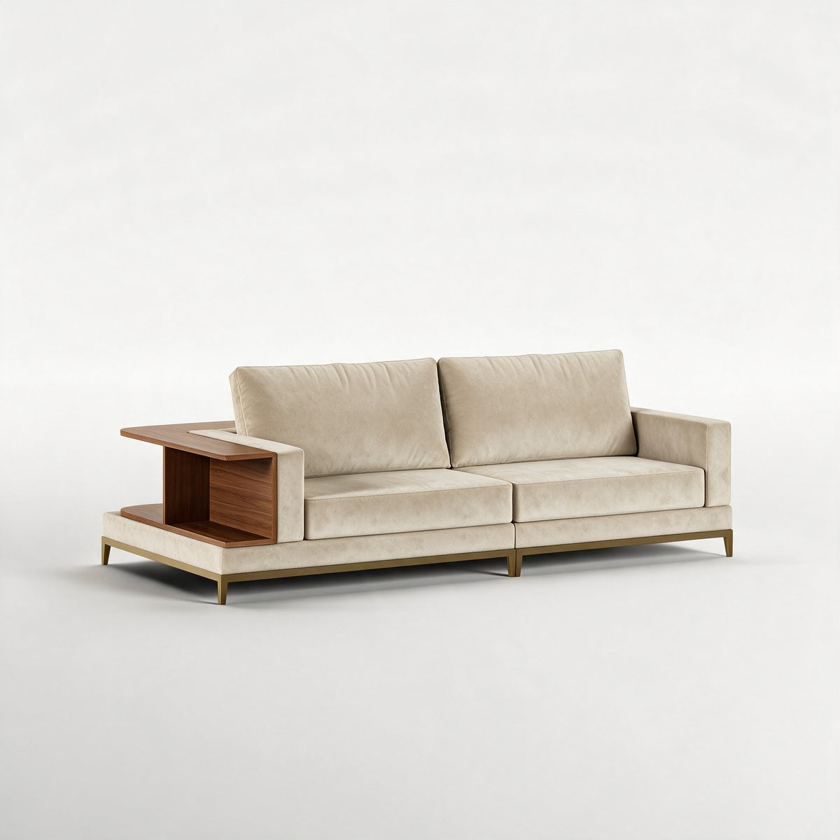 NOOK (Madeira Nogueira · Dourado Escovado Mate · Aqua Soft)