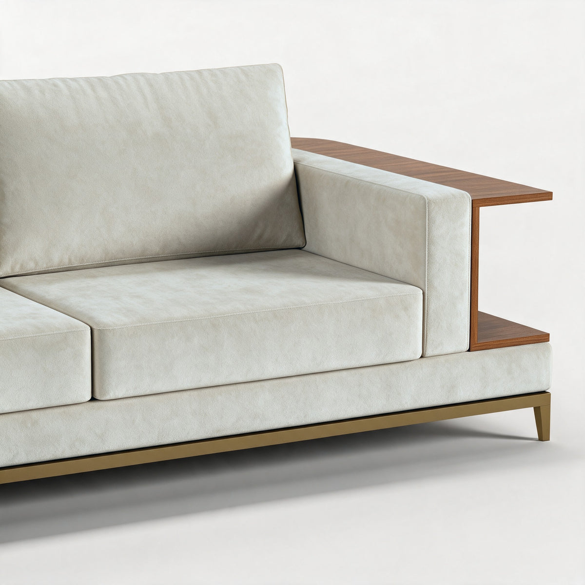 NOOK (Madeira Nogueira · Dourado Escovado Mate · Aqua Sky)