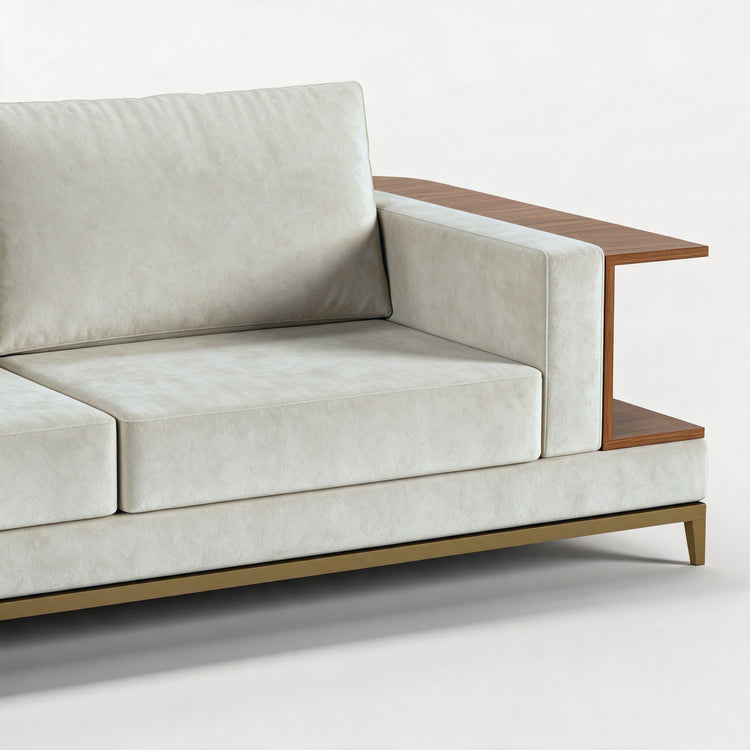 NOOK (Madeira Nogueira · Dourado Escovado Mate · Aqua Sky)