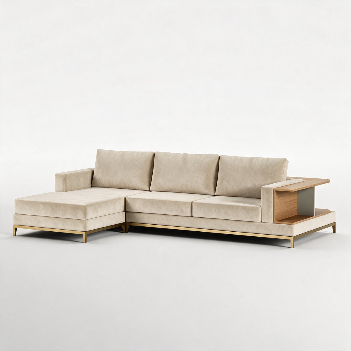 NOOK (Madeira Carvalho · Dourado Escovado Mate · Aqua Soft)
