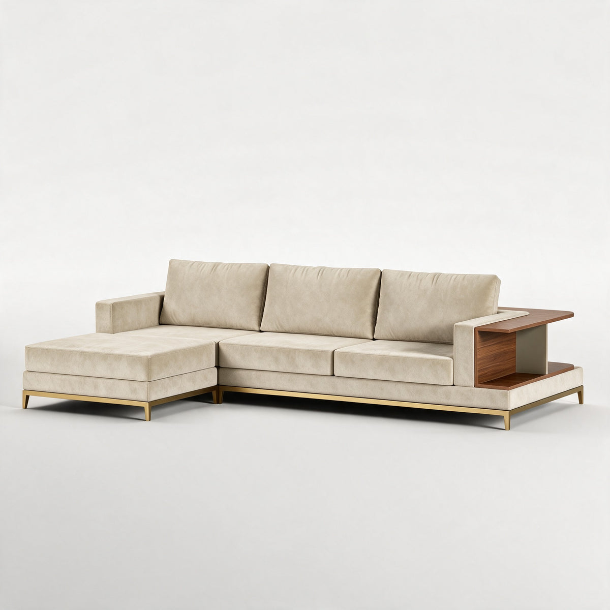 NOOK (Madeira Nogueira · Dourado Escovado Mate · Aqua Soft)