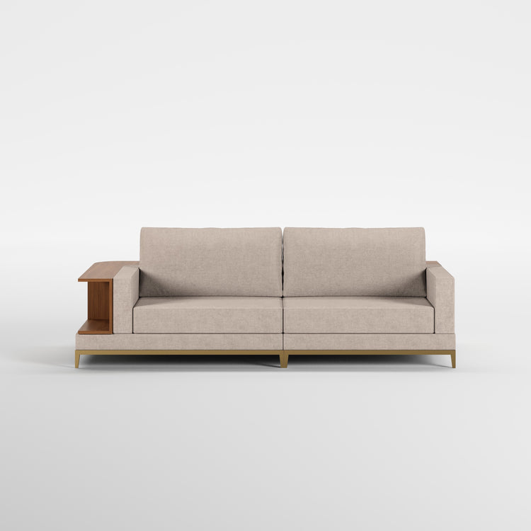 NOOK (Madeira Nogueira · Dourado Escovado Mate · Quartzo)