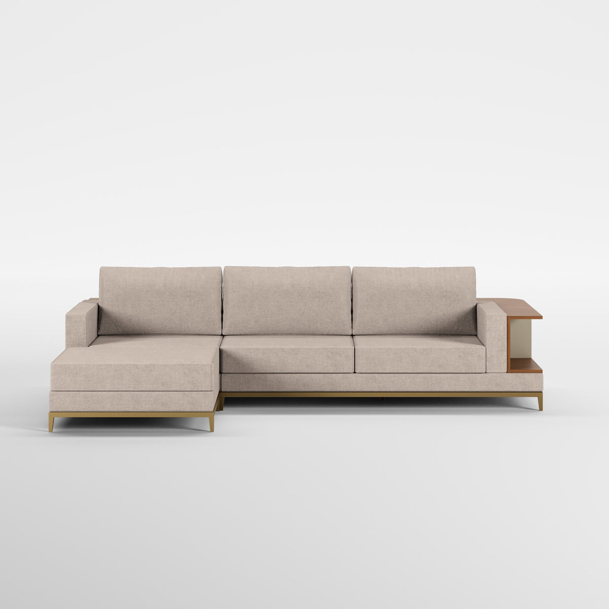 NOOK (Madeira Nogueira · Dourado Escovado Mate · Quartzo)