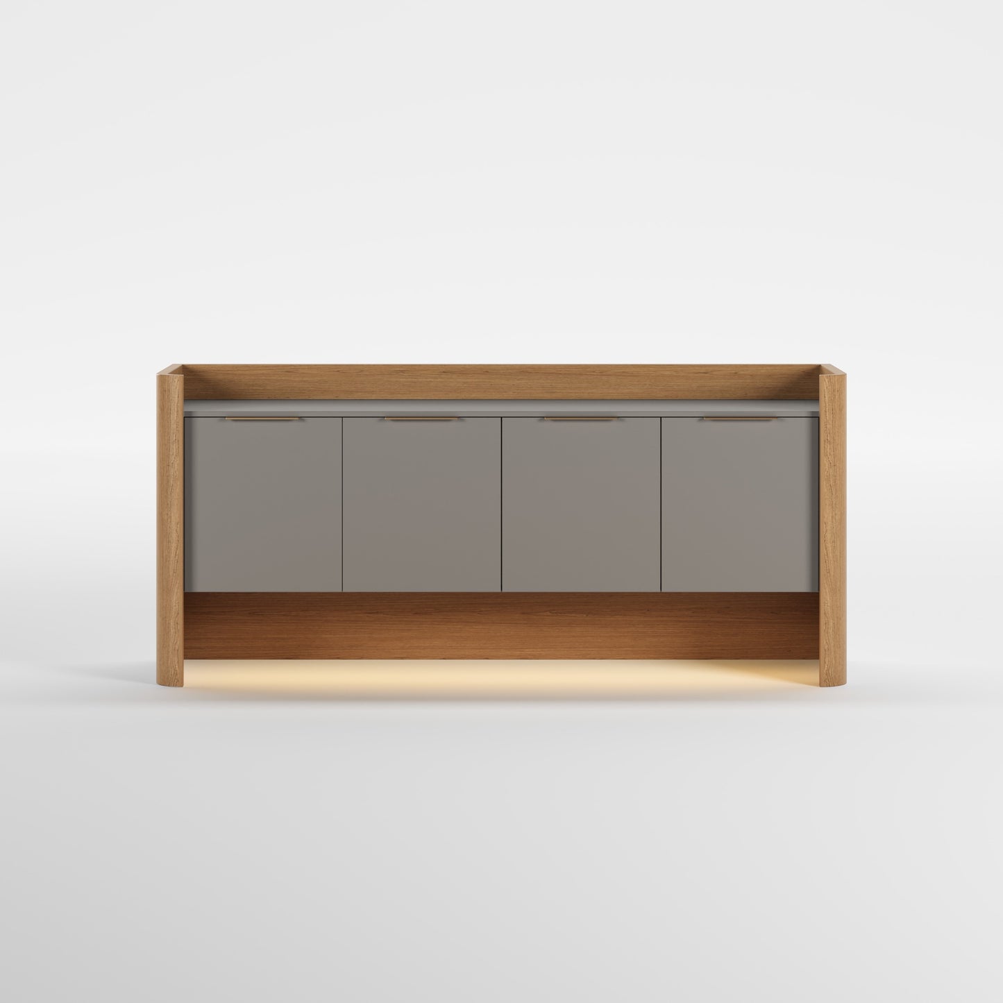 TONE (Lacado Taupe · Madeira Carvalho · Dourado Escovado Mate)
