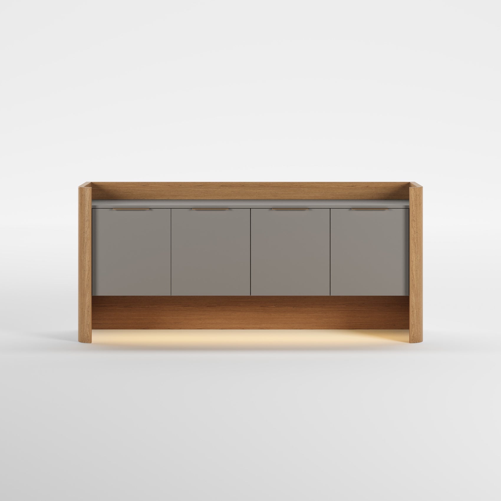 TONE (Lacado Taupe · Madeira Carvalho · Dourado Escovado Mate)