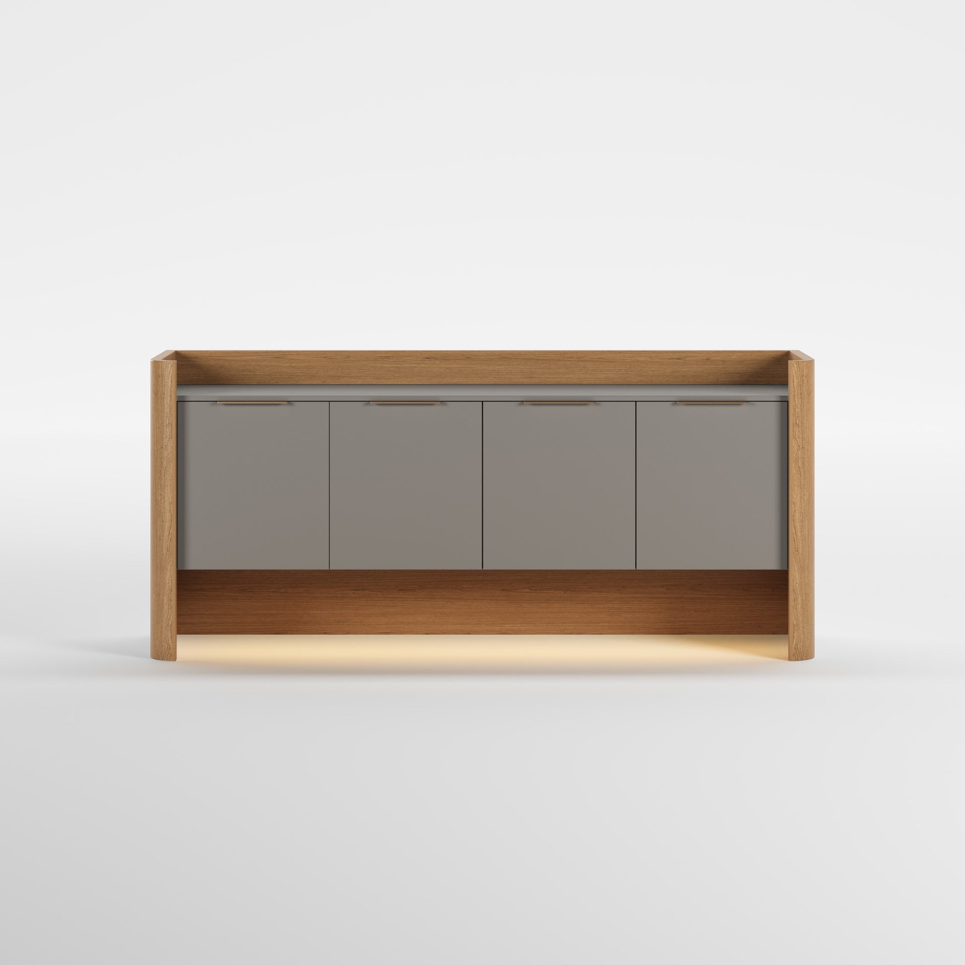 TONE (Lacado Taupe · Madeira Carvalho · Dourado Escovado Mate)