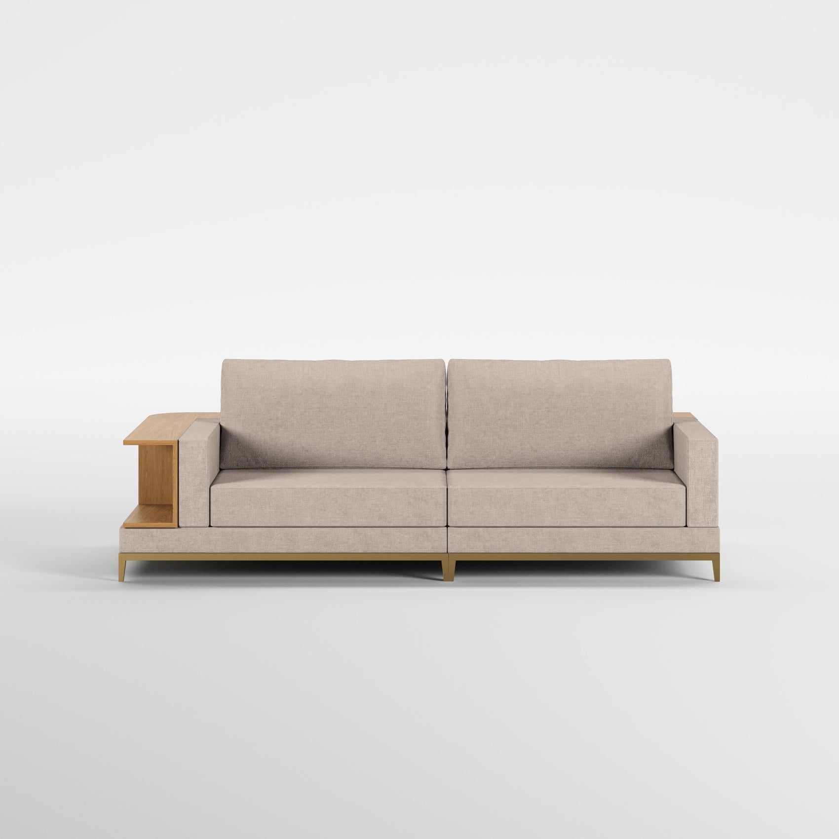 NOOK (Madeira Carvalho · Dourado Escovado Mate · Quartzo)