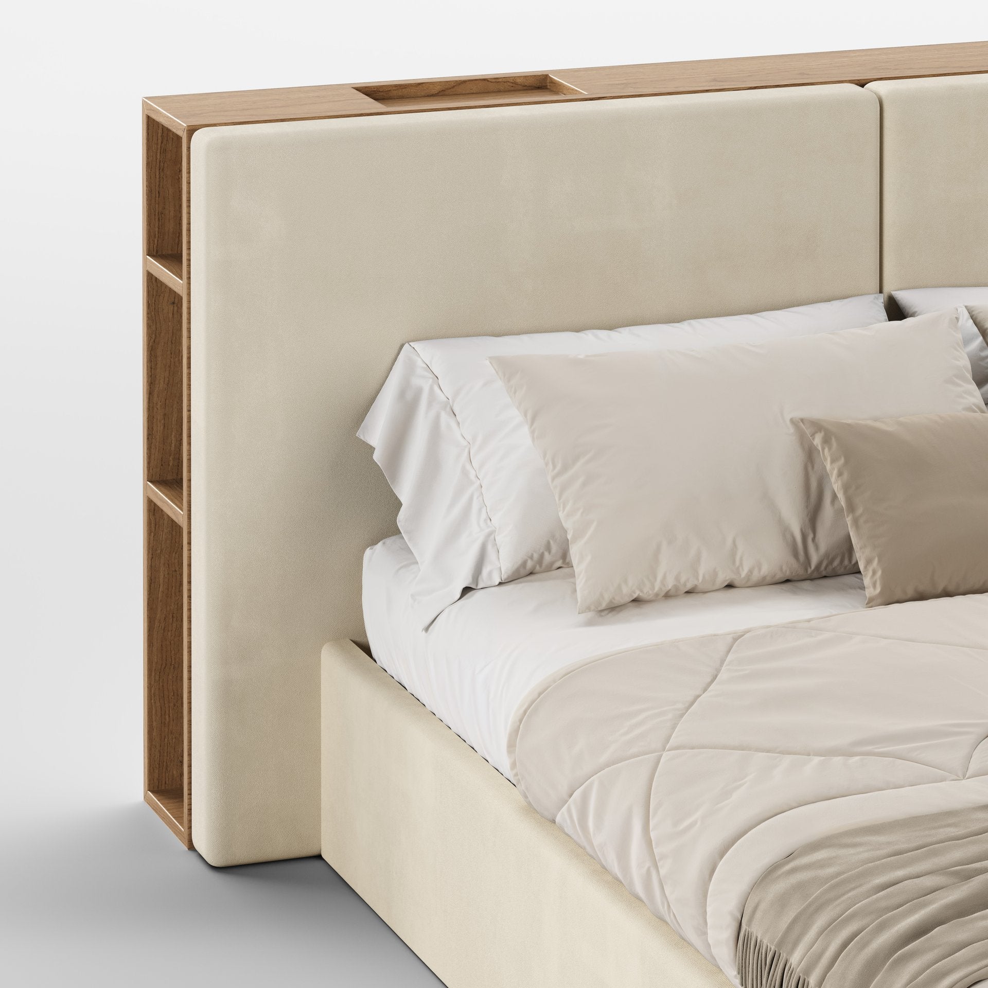 FRAME SOMMIER (Madeira Carvalho · Velvet Off White)