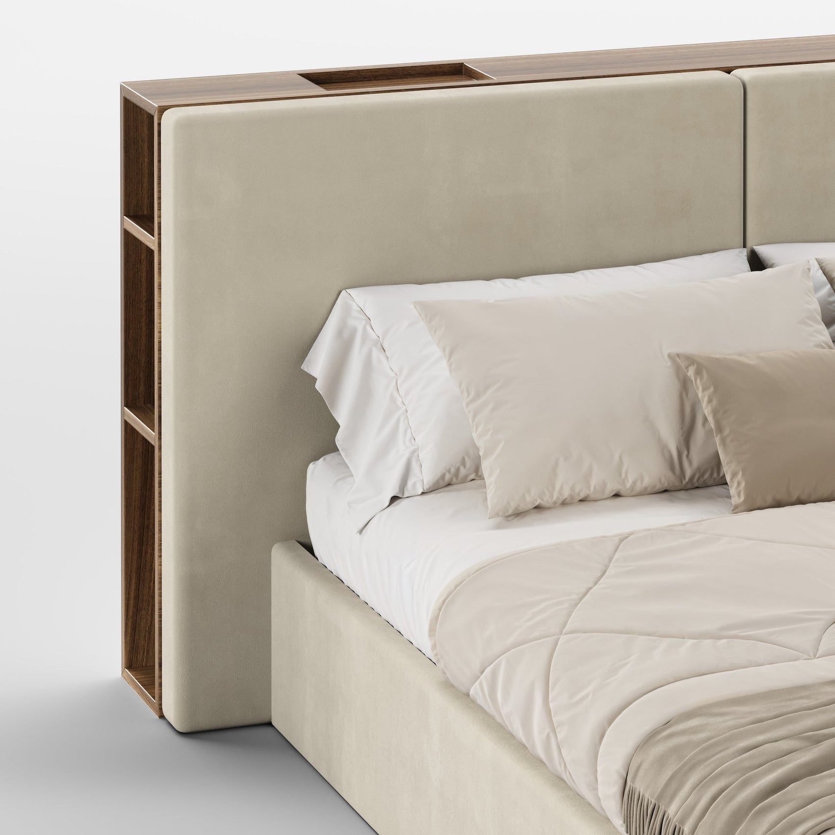 FRAME SOMMIER (Madeira Eucalipto Fumado · Velvet Natural)