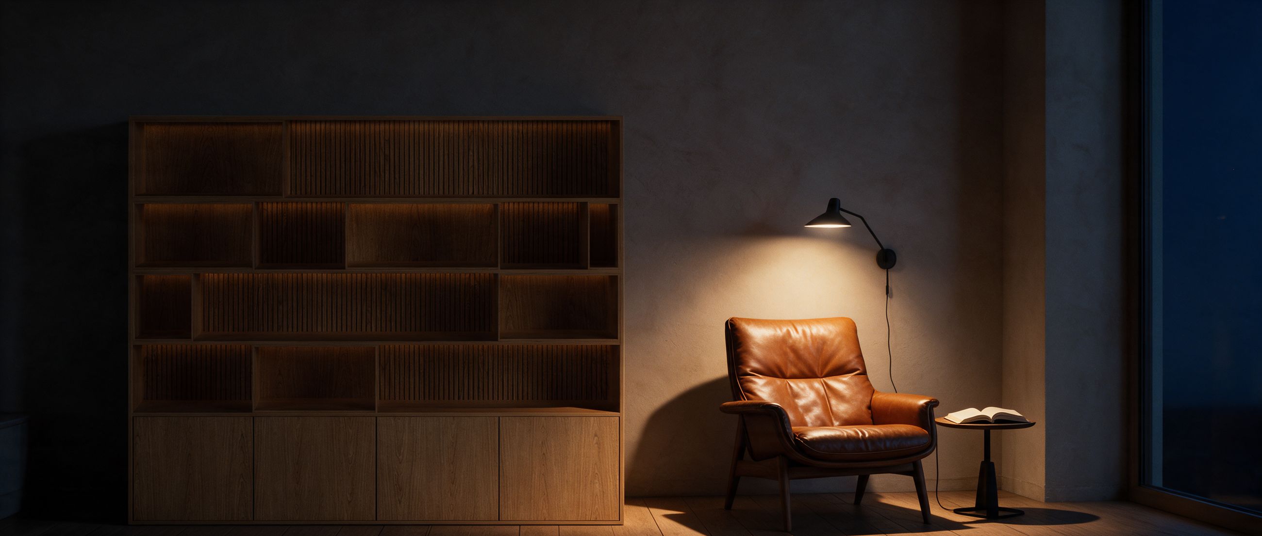 LEITURA in a room, at the centre